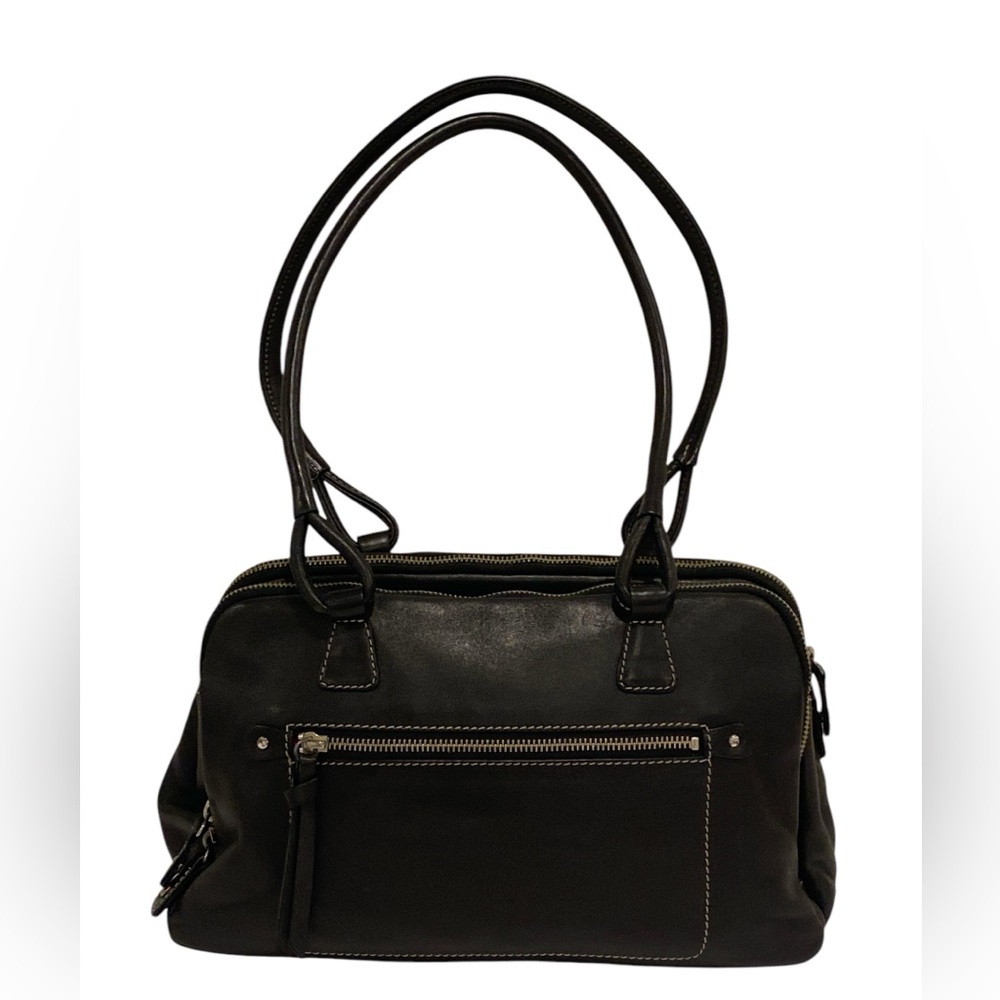 Jones New York Black Leather Satchel Shoulder Bag / Like-New